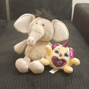 2 For $12 /Adorable Tan Elephant Plush Toy And Unicorn